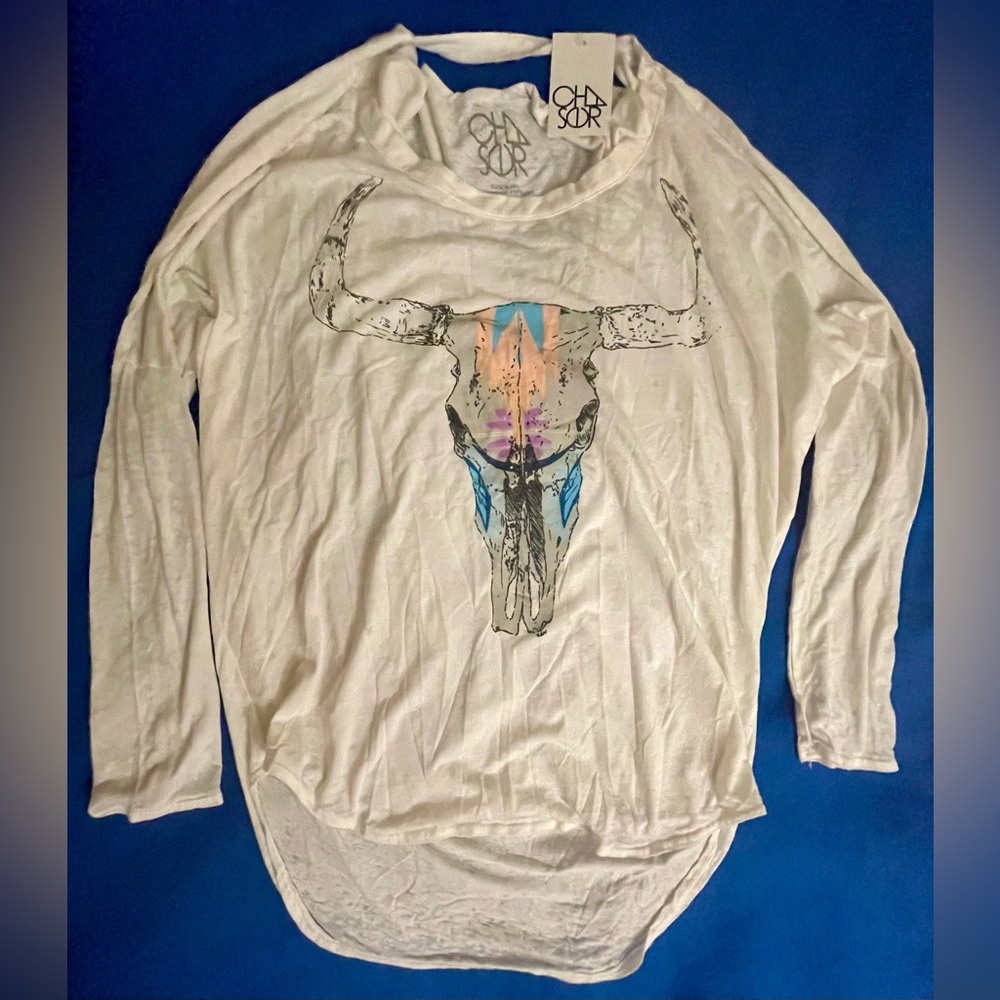 CHASER Oversized Bull Skull long sleeve tee